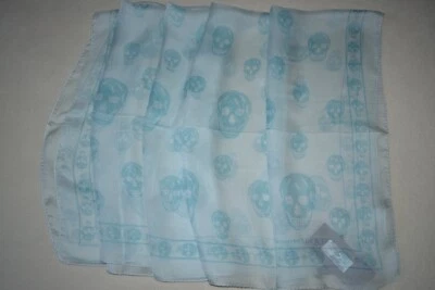 Alexander McQueen Mujer Azul Cielo y Negro Calavera Bufanda Totalmente Nueva Foto 1 de 4