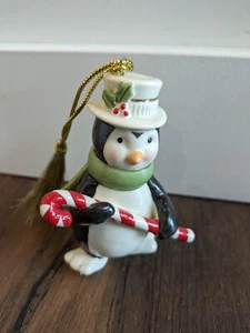 Lenox Christmas Tree Ornament Very Merry Penguin Candy Cane Porcelain - Picture 1 of 5