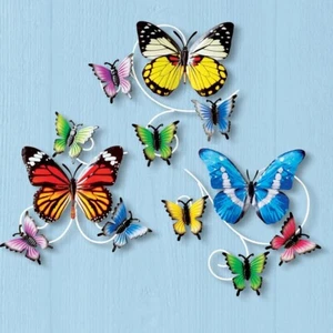 Set of 3 Colorful 3D Butterfly Indoor/Outdoor Metal Wall Art Sculptures - Picture 1 of 1