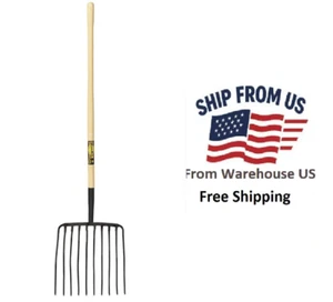 10-Tine Ensilage Fork – 48" Ash Handle, 16"x16" Head, Forged High-Carbөn Steel T - Picture 1 of 2