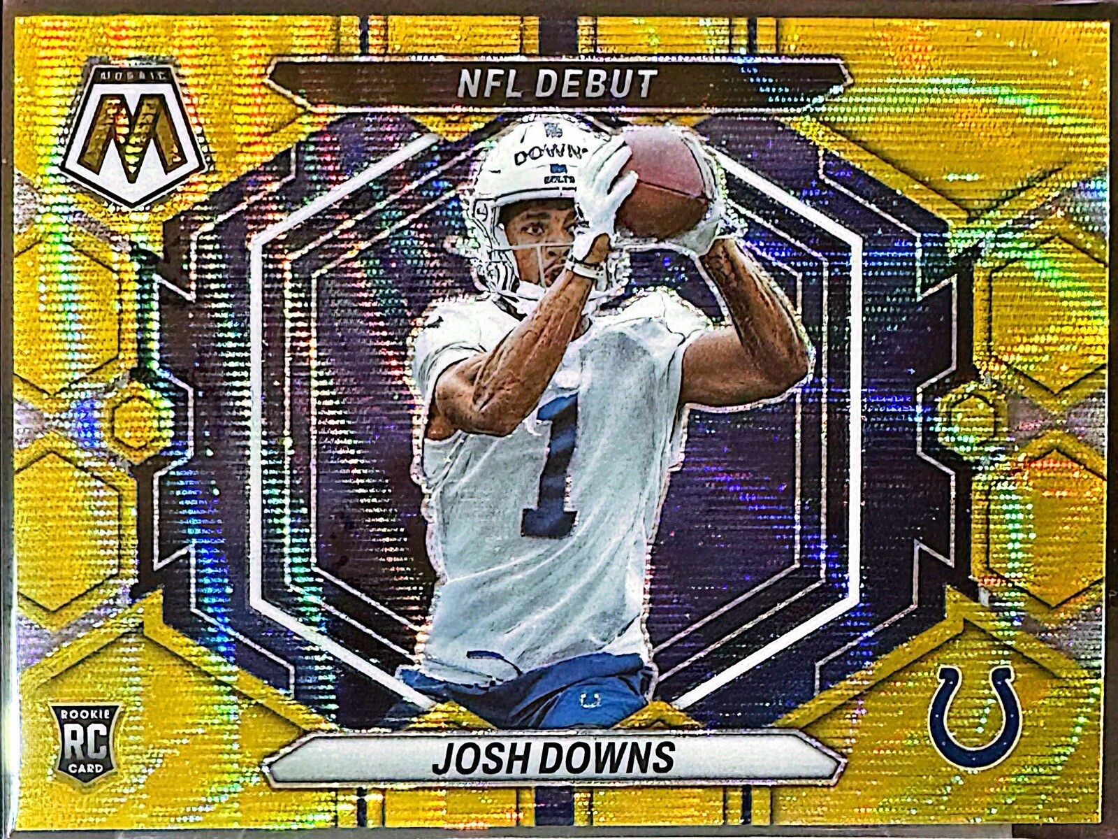 2023 Panini Mosaic Rookie Josh Downs NFL Debut #ND-15 Gold Wave /17