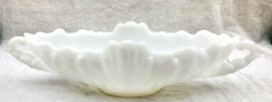 Vintage weiß Milchglas Gondel Hochzeit Herzstück Schüssel mit Griffen 14,5"x 5,5" - Bild 1 von 5