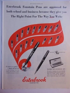 PENNA STILOGRAFICA ESTBROOK 1948 molti punti punte pubblicità stampa artistica vintage - Foto 1 di 1