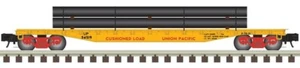 ATLAS O UNION PACIFIC 52'6" FLAT CAR W.PIPE LOAD 2002015-1 #54519 - Picture 1 of 1