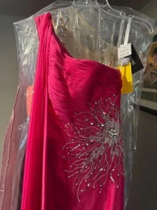100% Silk Fuchsia Jovani 9911 Pageant Gala Gown Dress sz 2 NWT SALE - Picture 1 of 3