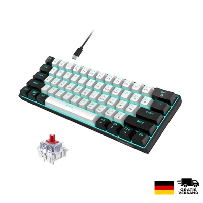 Mechanische Gaming-Tastatur | 60% Kompakt | Blaue LED-Beleuchtung - Bild 1 von 4