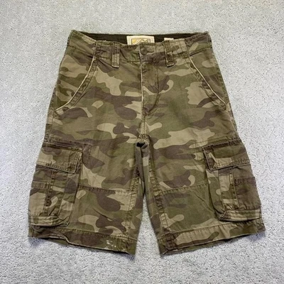 Винтажные мужские шорты-карго без границ 32 зеленые коричневые мешковатые коньки гранж Y2k - Изображение 1 из 4