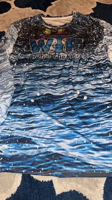 "WHAT THE FIN"  Performance Unisex Graphic Long Sleeve T-Shirt Size XXL  - Image 1 of 4