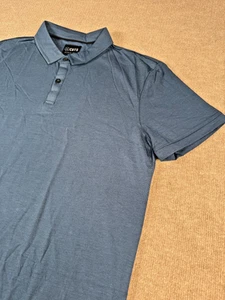 Cuts Clothing Polo Shirt Mens Large Blue Short Sleeve Curve Hem Stretch Casual - Picture 1 of 9