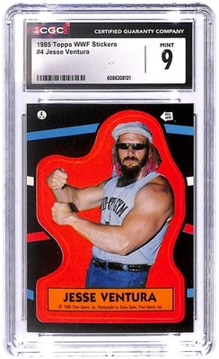 1985 Jesse Ventura Topps WWF - Stickers #4 CGC Mint 9 - Image 1 of 2