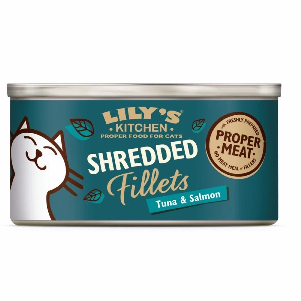 Lilys Kitchen Shredded Filets Thunfisch & Lachs Katzen Nassfutter 70g - 24er Pack - Bild 1 von 1