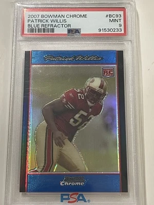 2007 Bowman Chrome Blue Refractor Patrick Willis Rookie 99/150 PSA 9 - Image 1 of 2