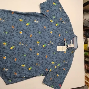 Tommy Bahama Shirt Hawaiian NWT XXL Silk/Cotton Blue Button Short Sleeve Beach - Picture 1 of 11