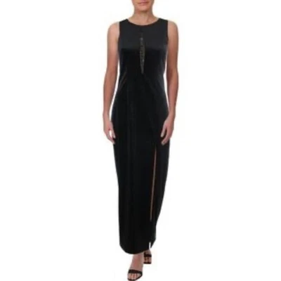 NWT Elie Tahari black velvet chain detail gown dress sz 8 - Image 1 of 4