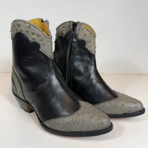 Der Dau schwarzes Leder und graues Straußenleder Western Cowboystiefel US 8,5 - Bild 1 von 11