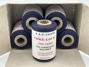 JP Coats Core-Lock Thread For Overedging Machines Midnight Blue 1500 yds x6 NOS - Picture 1 of 6