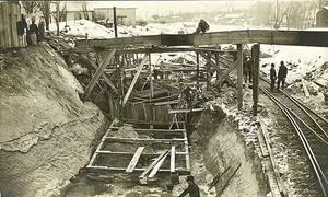 Cortland New York RPPC Postcard Train Track Construction Real Photo  - Picture 1 of 4