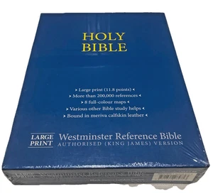 KJV Bible TBS Trinitarian Large Print Westminster Ref Calfskin 120LP/UBK - NEW - Picture 1 of 7