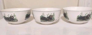 3 Pc Black Bear Lodge Canterbury Potteries Hautman Brothers Soup Cereal Bowls - Picture 1 of 6
