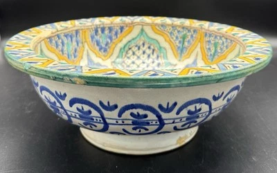 VTG Moroccan Majolica Hand Painted Handmade Ceramic Decorative Bowl 10.5” Wide - Image 1 of 4