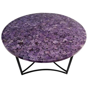 Amethyst End Table , Purple Table Top , Amethyst Coffee Table , Customized Table - Picture 1 of 4