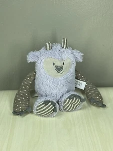 Demdaco Growl Pal Gray Purple Monster Plush Baby Toy Lovey Heart Nose 2019 8" - Picture 1 of 7