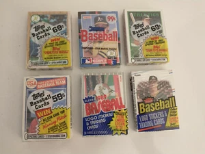 Mark McGwire 6 Vintage Unopened Cello Packs including 1985 Olympic Card on Top - Picture 1 of 2