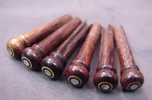 BEAUTIFUL SET OF ROSEWOOD INLAID ACOUSTIC GUITAR PINS - Picture 1 of 4