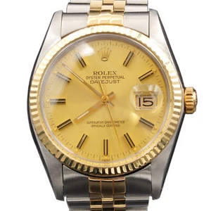 Rolex Datejust 16013 Mens Stainless Steel 18K Gold Watch Champagne Dial - Picture 1 of 8