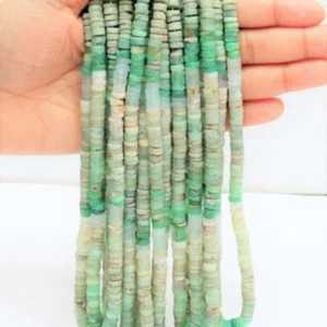 Natural Light chrysoprase shaded plain smooth Tyre Shape Heishi Beads, 5mm-7mm - Picture 1 of 9