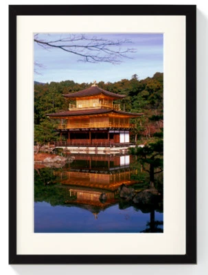 KINKAKU-JI Goldener Pavillon Tempel Japan Massivholzrahmen Bild Wanddeko 40 x 30 - Bild 1 von 2