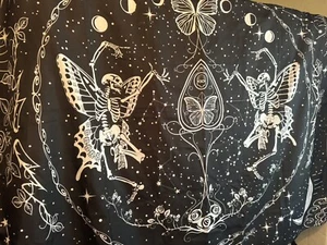 Large 50 X 60” Tapestry Skelton Butterfly Constellation Moon Black White - Picture 1 of 8