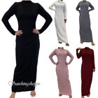 Spring High Neck Dresses Women Muslim Islamic Bodycon Slim Gown Inner Abaya Robe