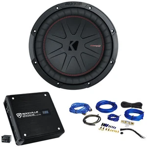Kicker 48CWR102 COMPR10 10" 800w DVC 4 Car Subwoofer Sub+Mono Amplifier+Amp Kit - Picture 1 of 12