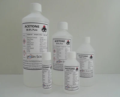 PROTON SCIENTIFIC Acrylic Nail Remover Nail Polish - Varnish Remover PURE ACETONE 5 Sizes