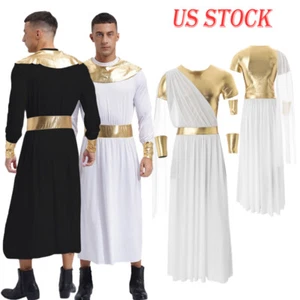 Men Egyptian Pharaoh Dress Up Costume Halloween Carnival Party Cosplay Outfit - Picture 1 of 33
