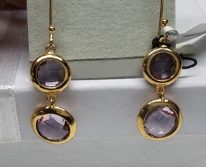 Victoria Townsend Purple AMETHYST Gemstone 18K GOLD 925 STERLING SILVER Earrings - Picture 1 of 7