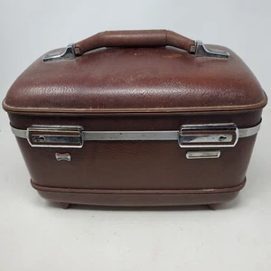 VTG 1960s-70s American Tourister Hard Case Train Case Maroon Adjustable Mirror - Picture 1 of 10