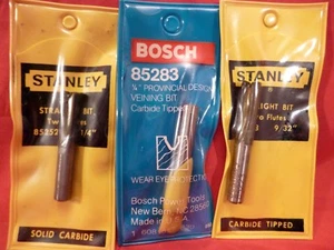 3 NOS Stanley/Bosch ROUTERBITS 2-FLÖTE 1/4"" 9/32"" GERADE 85283 85223 85252 - Bild 1 von 1