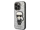 Karl Lagerfeld Case For Iphone 14 Pro Glitter Flakes Ikonik, Silver