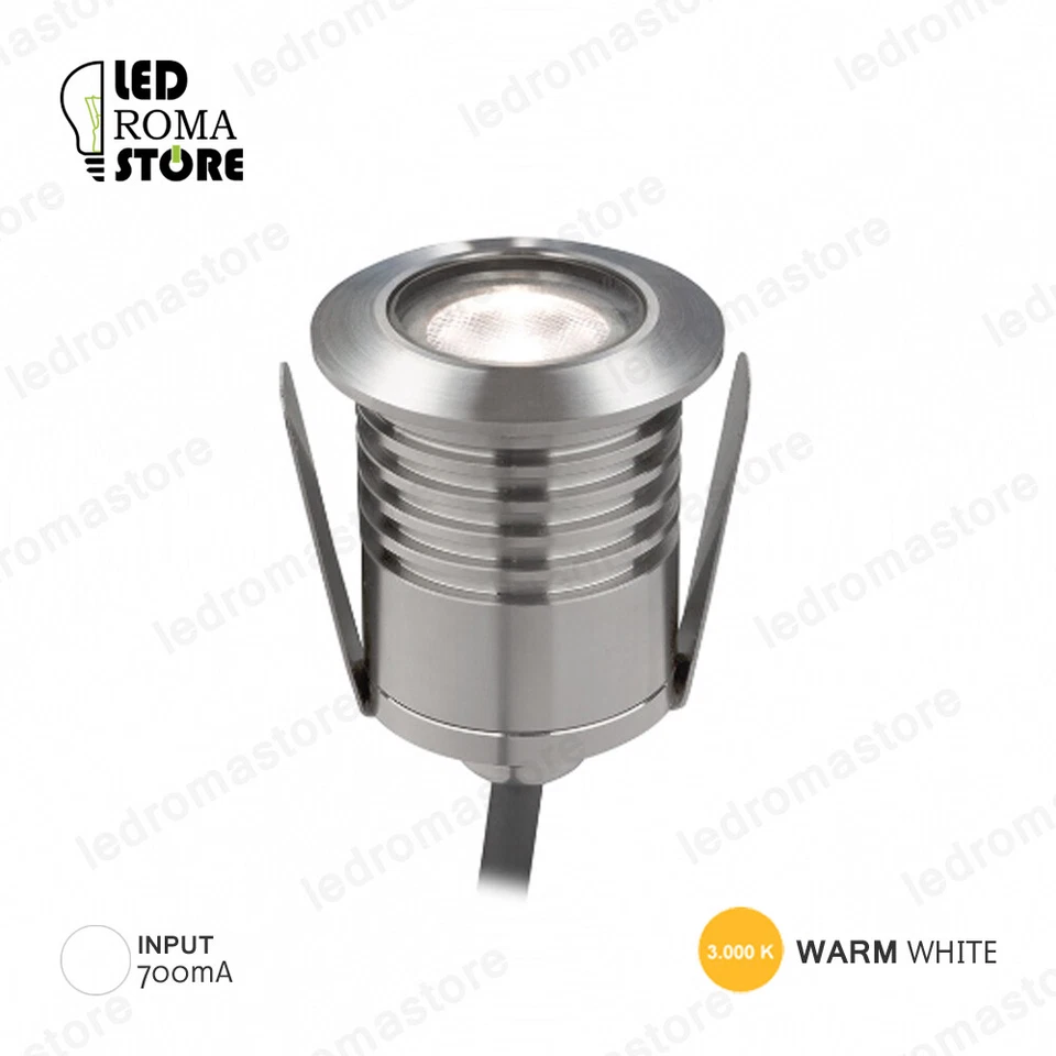 FARETTO LED SUBACQUEO DA INCASSO ROTONDO INOX IP68 3W LUCE WARM CALDA 3000K - Immagine 1 di 1