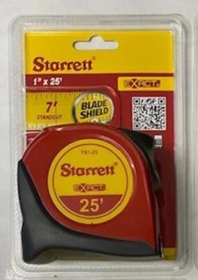 Starrett TX1-25 Exact 25ft Blade Shield 2X Tape Measure