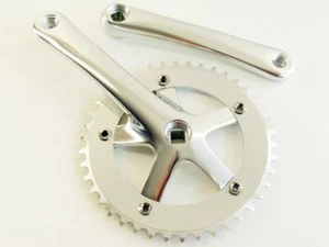 Bielas de cadena de una sola velocidad de piñón fijo 165mm 46t PLATA - Imagen 1 de 2