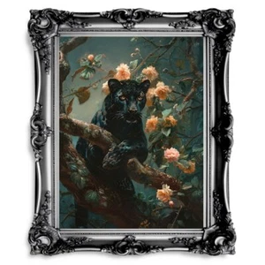 Vintage Panther in Dark Jungle - Gothic Wall Art Print - Picture 1 of 22