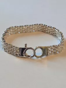 Brazalete De Colección Italia Plata de Ley 7" Moderno 10mm Pantera 5 Filas Eslabones Cadena 21 gr - Imagen 1 de 10