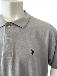 US Polo Assn Mens Casual Golf Polo Shirt Size 2XL Gray Short Sleeve Logo XXL - Picture 1 of 8