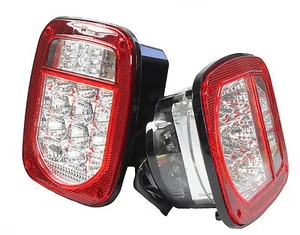 Bright Red TJ CJ YJ JK Replacement Tail Lights w LED's Illuminator on Left - Picture 1 of 12