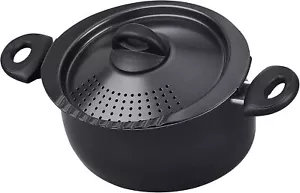 Bialetti Oval Aluminum 5.5 Quart Pasta Pot with Strainer Lid, Nonstick, Black - Picture 1 of 14
