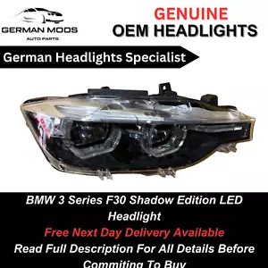 BMW 3 SERIES F30 2014-19 SHADOW EDITION LED HEADLIGHT RIGHT/OFF SIDE GENUINE OEM - Picture 1 of 6