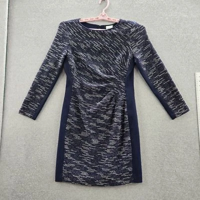 Lauren Ralph 女式连衣裙 14P 海军蓝几何紧身 3/4 袖 — 第 1/4 张图片